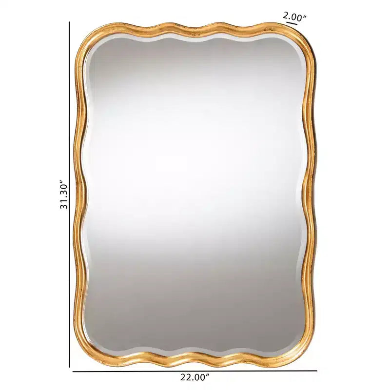 Specchio da parete antico in legno dorato smerlato – Stile vintage, da parete