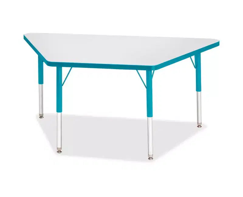 Tavolo Attività Trapezoidale Regolabile in Altezza 24x48 – Bordo Blue Prism