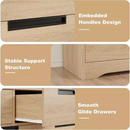 Cassettiera a 7 cassetti per camera da letto, design con maniglie a incasso, cassettiera moderna in legno, contenitore compatto salvaspazio, per soggiorno, corridoio