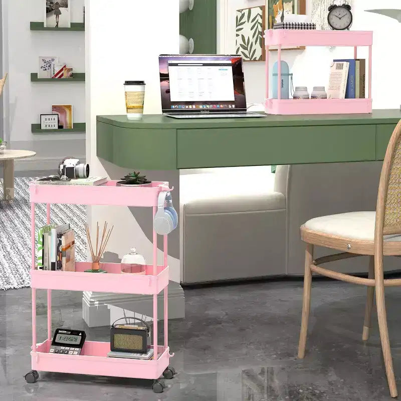 Carrello sottile a 3 ripiani con rotelle – Organizer mobile multifunzione per bagno e cucina