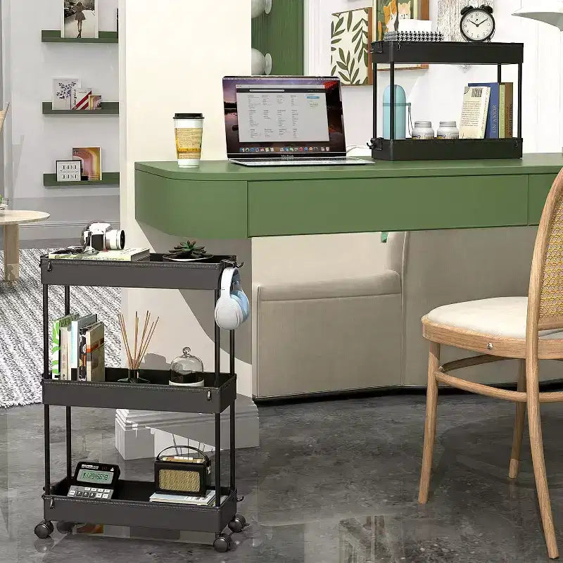 Carrello sottile a 3 ripiani con rotelle – Organizer mobile multifunzione per bagno e cucina