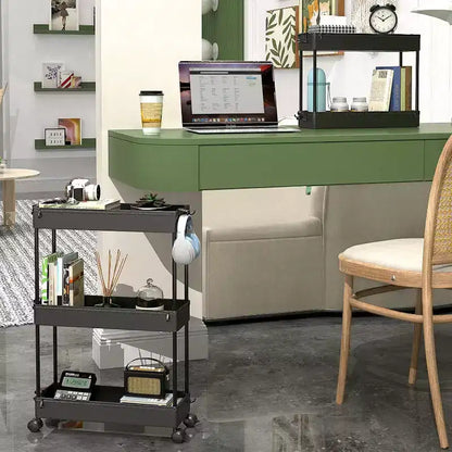 Carrello sottile a 3 ripiani con rotelle – Organizer mobile multifunzione per bagno e cucina