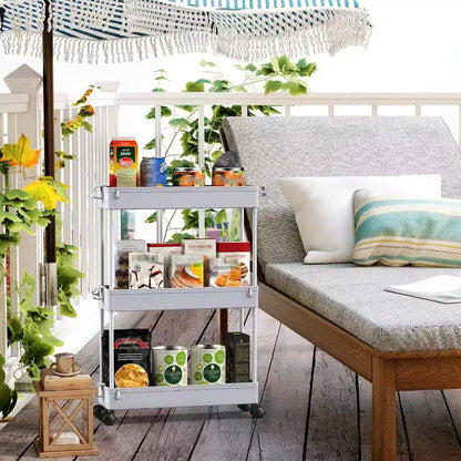 Carrello sottile a 3 ripiani con rotelle – Organizer mobile multifunzione per bagno e cucina