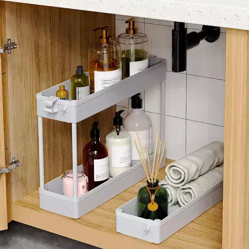 Carrello sottile a 3 ripiani con rotelle – Organizer mobile multifunzione per bagno e cucina