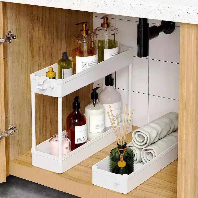 Carrello sottile a 3 ripiani con rotelle – Organizer mobile multifunzione per bagno e cucina