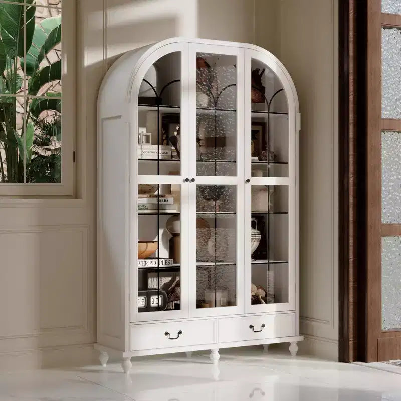 Libreria espositiva con gambe in legno massello e ante in vetro – Vetrinetta, 11 ripiani