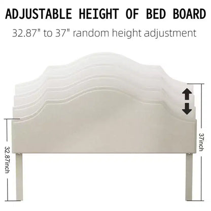 Struttura letto imbottita Queen/King con testiera regolabile – Tessuto in lino, nessuna rete a molle necessaria, Beige