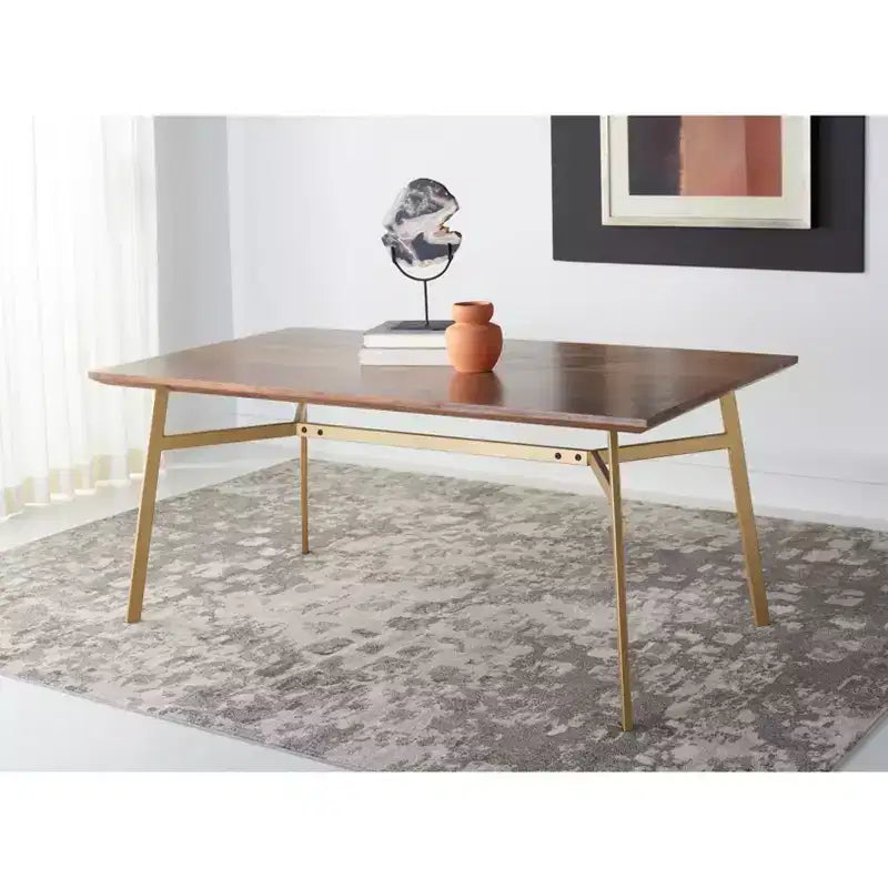Tavolo da pranzo rettangolare Dakota – Noce e oro, stile contemporaneo