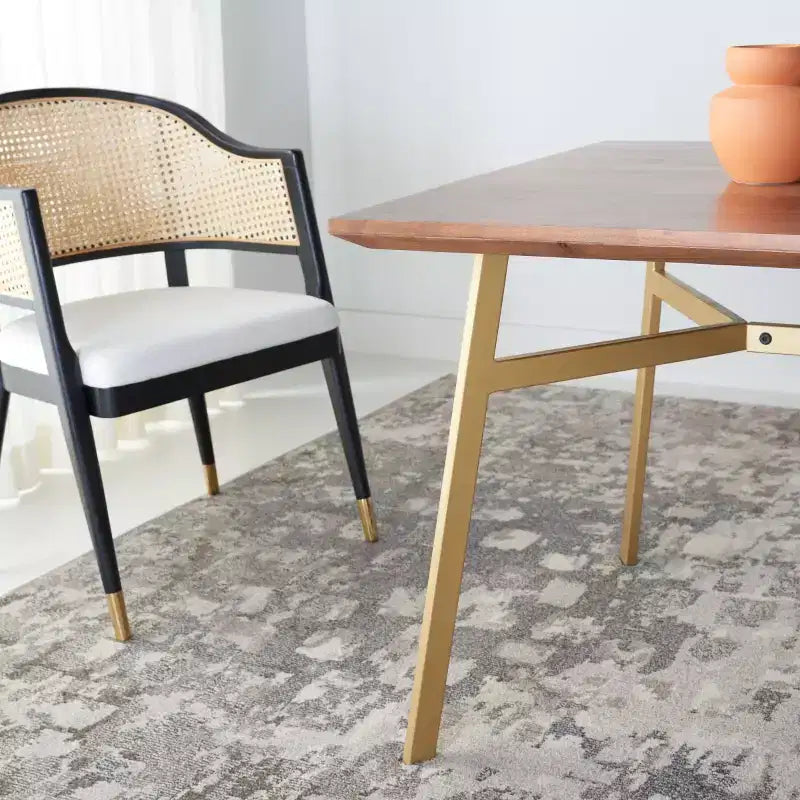 Tavolo da pranzo rettangolare Dakota – Noce e oro, stile contemporaneo