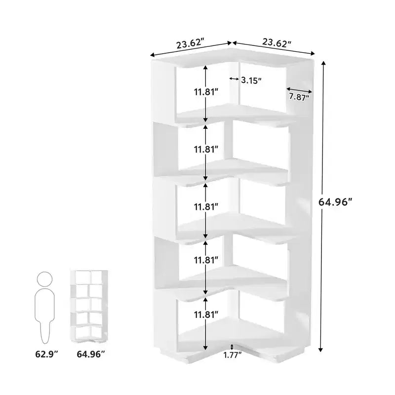 Scaffale angolare a 6 ripiani a L – Design industriale salvaspazio, altezza 165 cm
