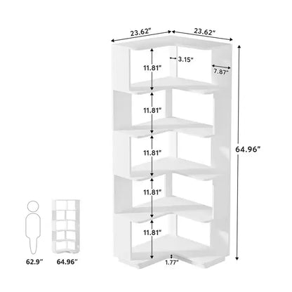 Scaffale angolare a 6 ripiani a L – Design industriale salvaspazio, altezza 165 cm