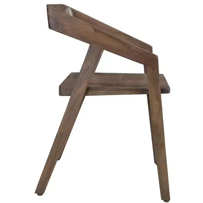 Sedia da pranzo con braccioli in legno massello marrone scuro con schienale aperto – Stile metà secolo