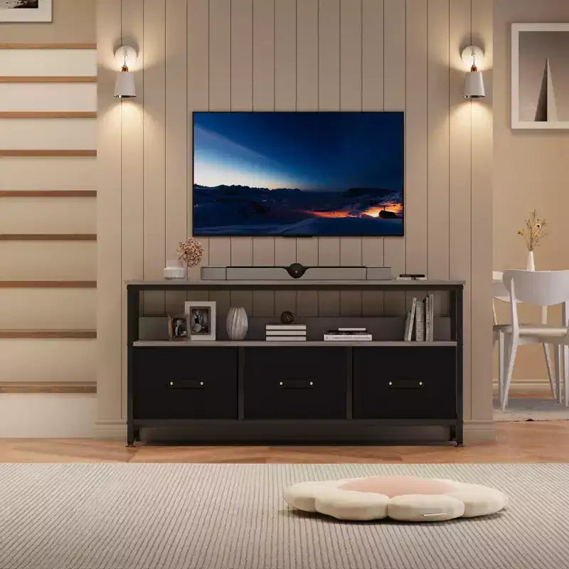 Mobile TV da 55 pollici con 3 cassetti e vano portaoggetti