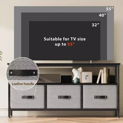Mobile TV da 55 pollici con 3 cassetti e vano portaoggetti