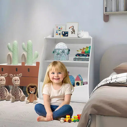 Libreria per Bambini - Organizzatore per Libri, Scaffale a 2 Livelli con Scomparti Aperti per Camera da Letto, Soggiorno, Sala Giochi