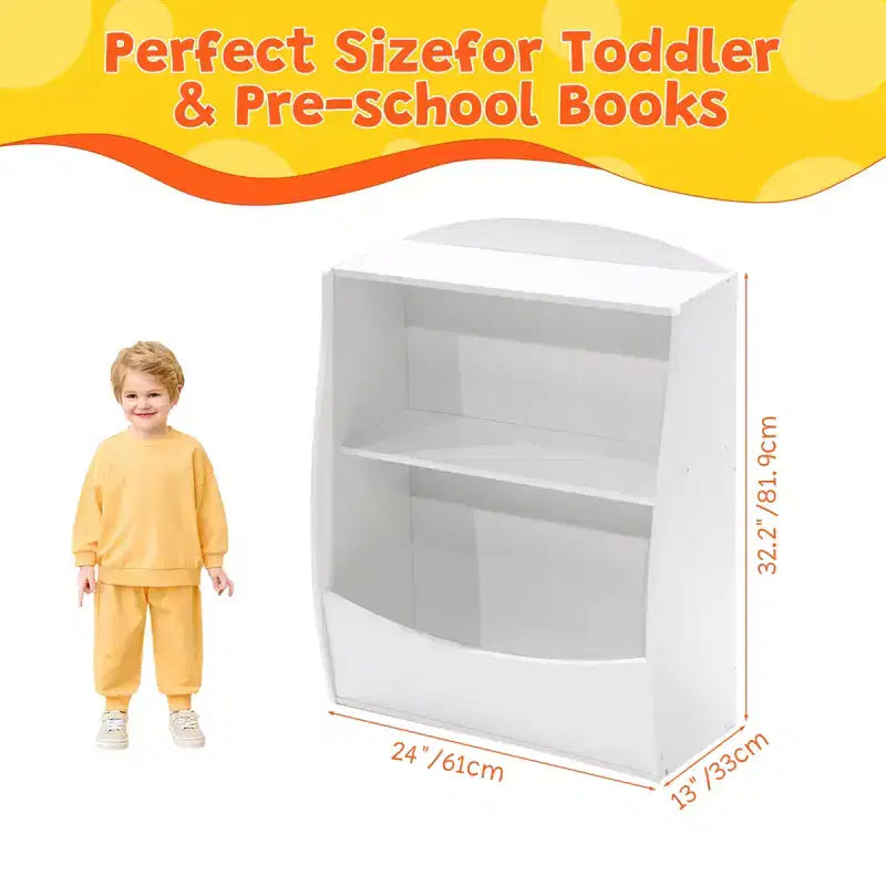 Libreria per Bambini - Organizzatore per Libri, Scaffale a 2 Livelli con Scomparti Aperti per Camera da Letto, Soggiorno, Sala Giochi