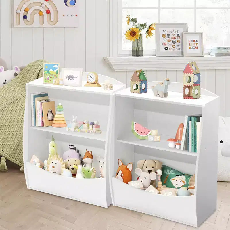 Libreria per Bambini - Organizzatore per Libri, Scaffale a 2 Livelli con Scomparti Aperti per Camera da Letto, Soggiorno, Sala Giochi