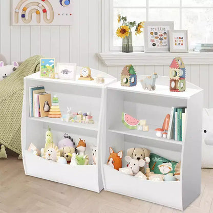Libreria per Bambini - Organizzatore per Libri, Scaffale a 2 Livelli con Scomparti Aperti per Camera da Letto, Soggiorno, Sala Giochi
