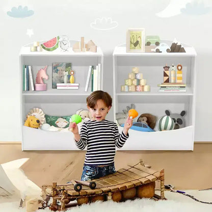 Libreria per Bambini - Organizzatore per Libri, Scaffale a 2 Livelli con Scomparti Aperti per Camera da Letto, Soggiorno, Sala Giochi