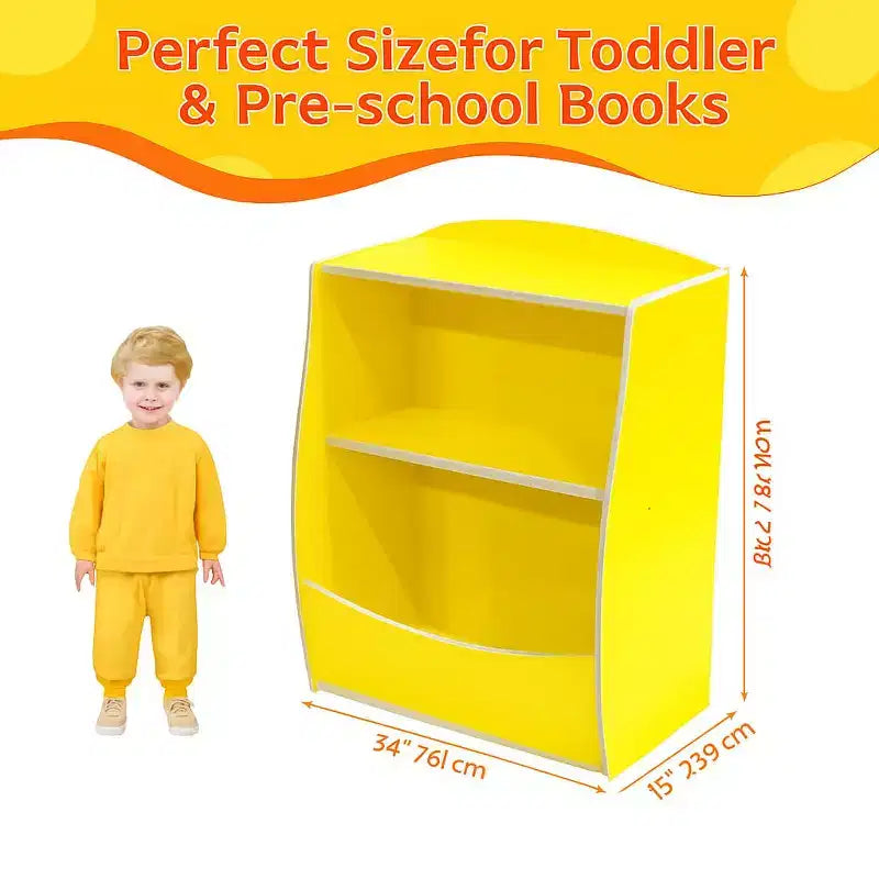 Libreria per Bambini - Organizzatore per Libri, Scaffale a 2 Livelli con Scomparti Aperti per Camera da Letto, Soggiorno, Sala Giochi