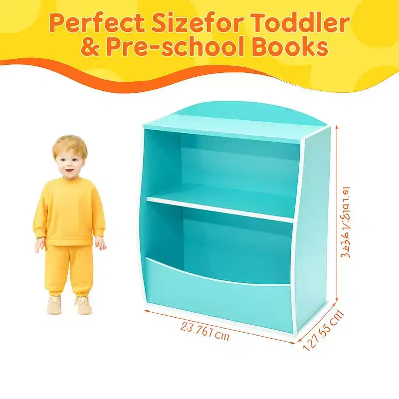 Libreria per Bambini - Organizzatore per Libri, Scaffale a 2 Livelli con Scomparti Aperti per Camera da Letto, Soggiorno, Sala Giochi