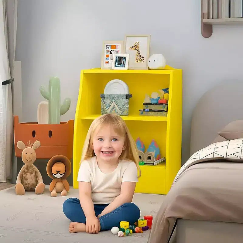 Libreria per Bambini - Organizzatore per Libri, Scaffale a 2 Livelli con Scomparti Aperti per Camera da Letto, Soggiorno, Sala Giochi