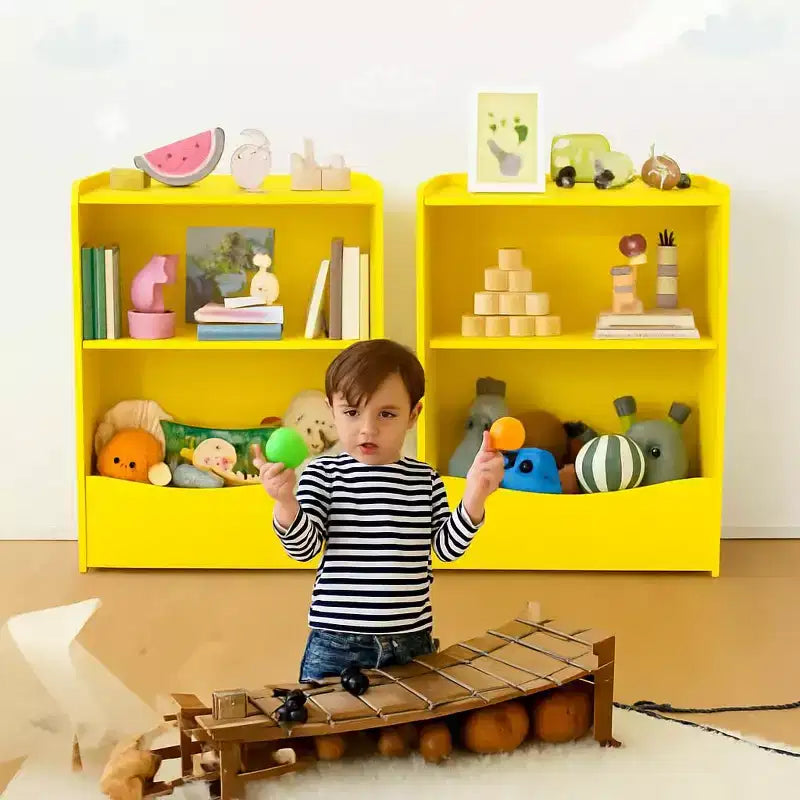 Libreria per Bambini - Organizzatore per Libri, Scaffale a 2 Livelli con Scomparti Aperti per Camera da Letto, Soggiorno, Sala Giochi