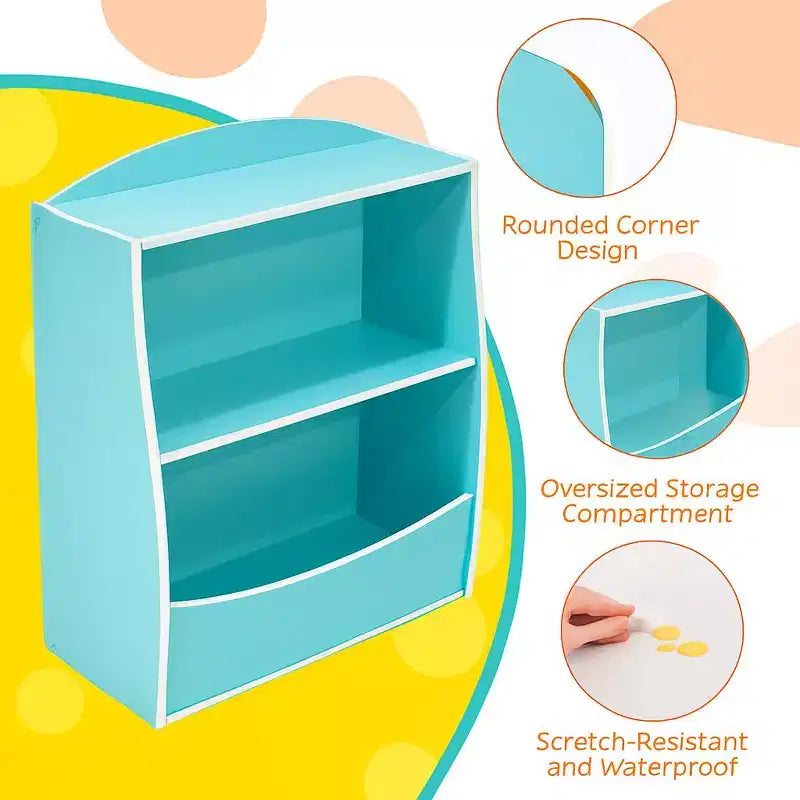 Libreria per Bambini - Organizzatore per Libri, Scaffale a 2 Livelli con Scomparti Aperti per Camera da Letto, Soggiorno, Sala Giochi