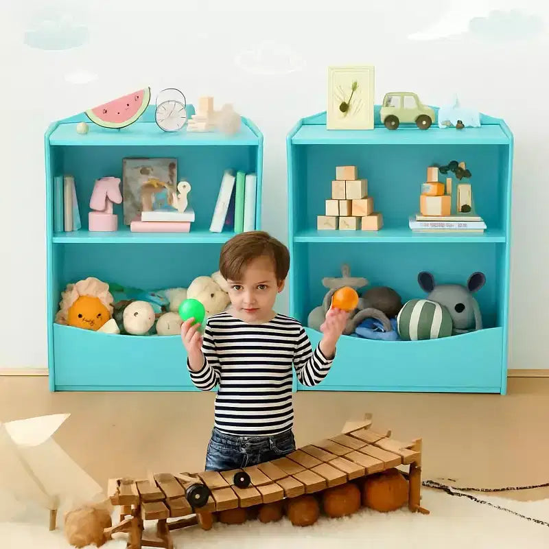Libreria per Bambini - Organizzatore per Libri, Scaffale a 2 Livelli con Scomparti Aperti per Camera da Letto, Soggiorno, Sala Giochi