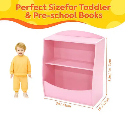 Libreria per Bambini - Organizzatore per Libri, Scaffale a 2 Livelli con Scomparti Aperti per Camera da Letto, Soggiorno, Sala Giochi