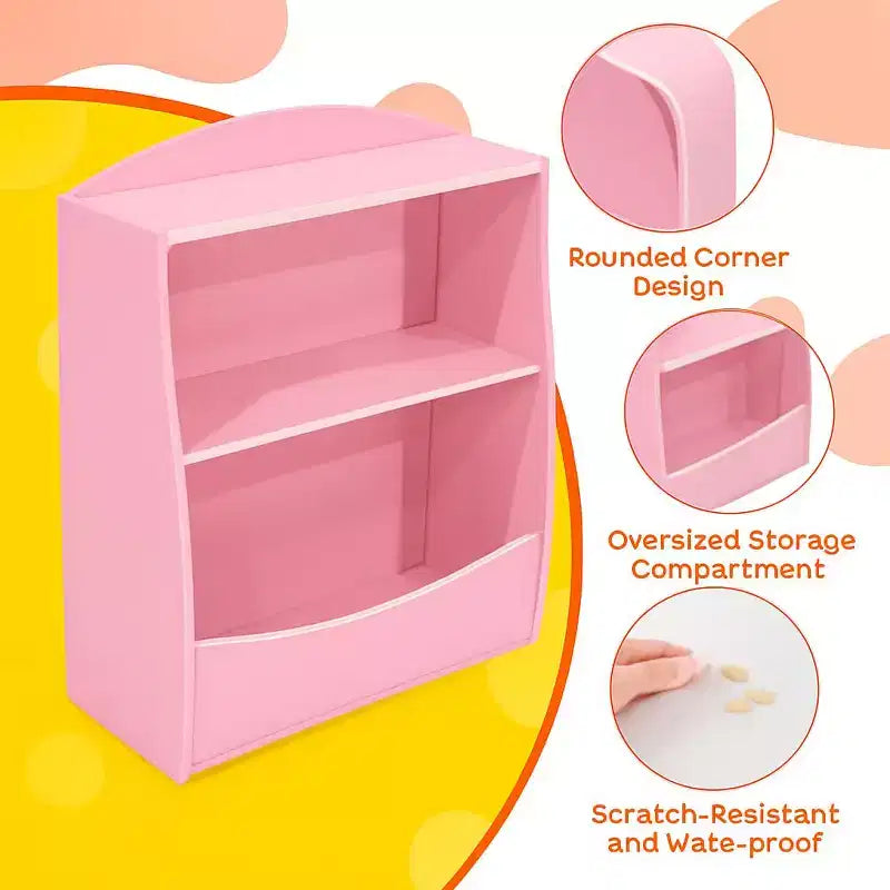 Libreria per Bambini - Organizzatore per Libri, Scaffale a 2 Livelli con Scomparti Aperti per Camera da Letto, Soggiorno, Sala Giochi