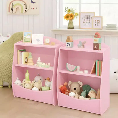 Libreria per Bambini - Organizzatore per Libri, Scaffale a 2 Livelli con Scomparti Aperti per Camera da Letto, Soggiorno, Sala Giochi