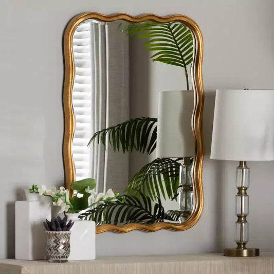 Specchio da parete antico in legno dorato smerlato – Stile vintage, da parete
