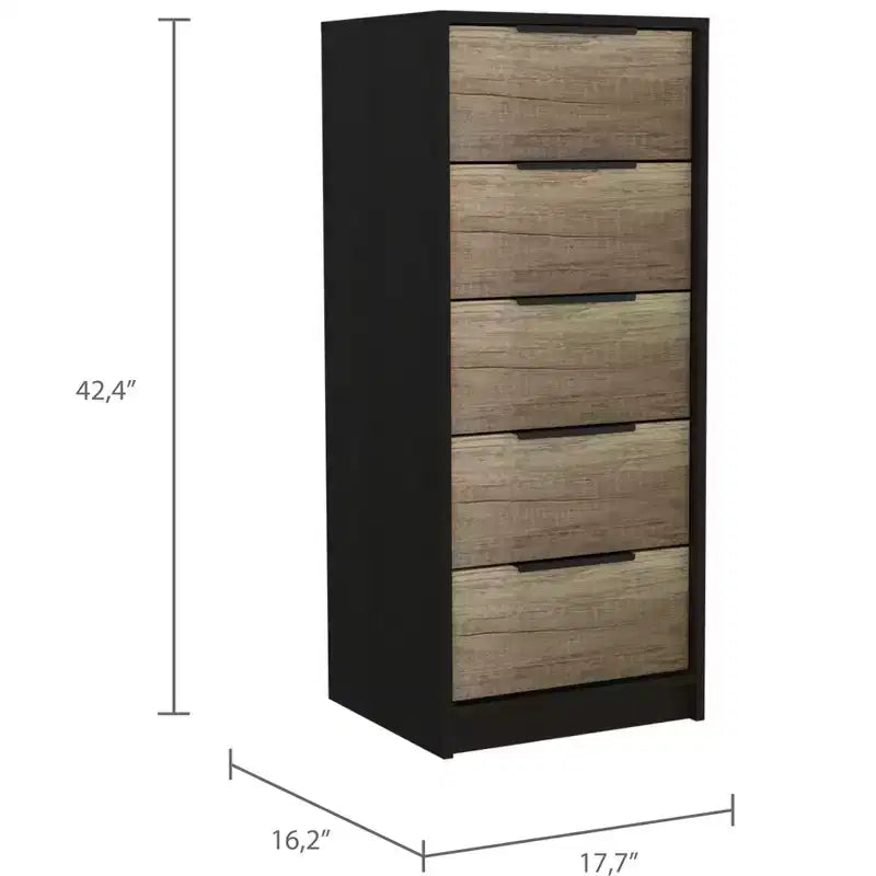 Cassettiera Verticale Moderna a 5 Cassetti – Comò Alto in Legno per Soggiorno e Ingresso