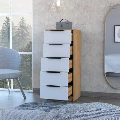 Cassettiera Verticale Moderna a 5 Cassetti – Comò Alto in Legno per Soggiorno e Ingresso