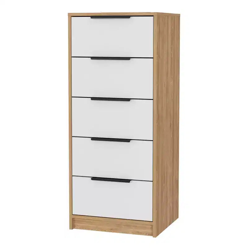 Cassettiera Verticale Moderna a 5 Cassetti – Comò Alto in Legno per Soggiorno e Ingresso