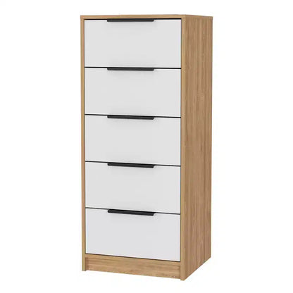 Cassettiera Verticale Moderna a 5 Cassetti – Comò Alto in Legno per Soggiorno e Ingresso