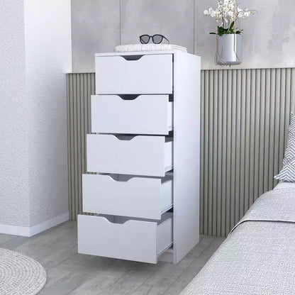 Cassettiera Verticale Moderna a 5 Cassetti – Comò Alto in Legno per Soggiorno e Ingresso