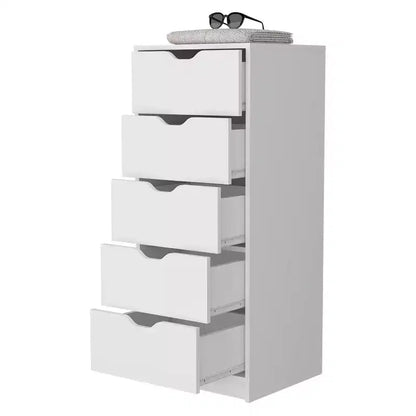 Cassettiera Verticale Moderna a 5 Cassetti – Comò Alto in Legno per Soggiorno e Ingresso