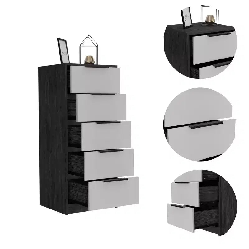 Cassettiera Verticale Moderna a 5 Cassetti – Comò Alto in Legno per Soggiorno e Ingresso