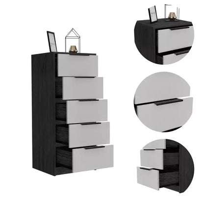 Cassettiera Verticale Moderna a 5 Cassetti – Comò Alto in Legno per Soggiorno e Ingresso