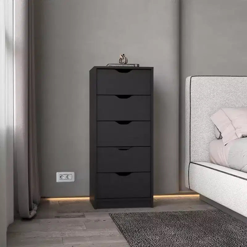 Cassettiera Verticale Moderna a 5 Cassetti – Comò Alto in Legno per Soggiorno e Ingresso