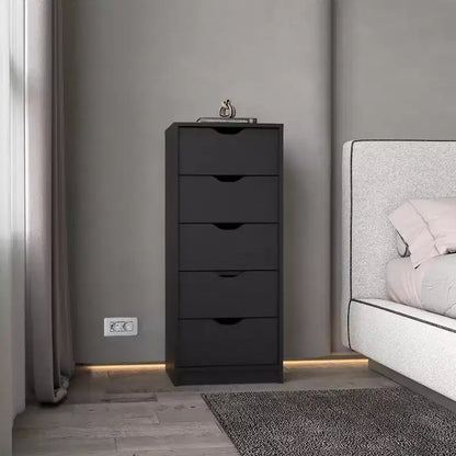 Cassettiera Verticale Moderna a 5 Cassetti – Comò Alto in Legno per Soggiorno e Ingresso