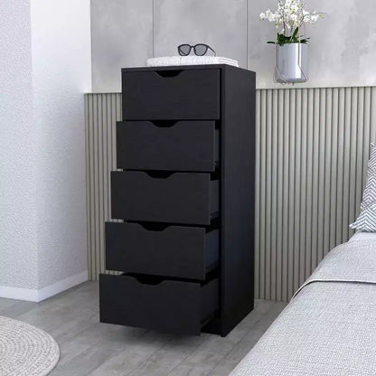 Cassettiera Verticale Moderna a 5 Cassetti – Comò Alto in Legno per Soggiorno e Ingresso