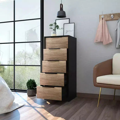 Cassettiera Verticale Moderna a 5 Cassetti – Comò Alto in Legno per Soggiorno e Ingresso