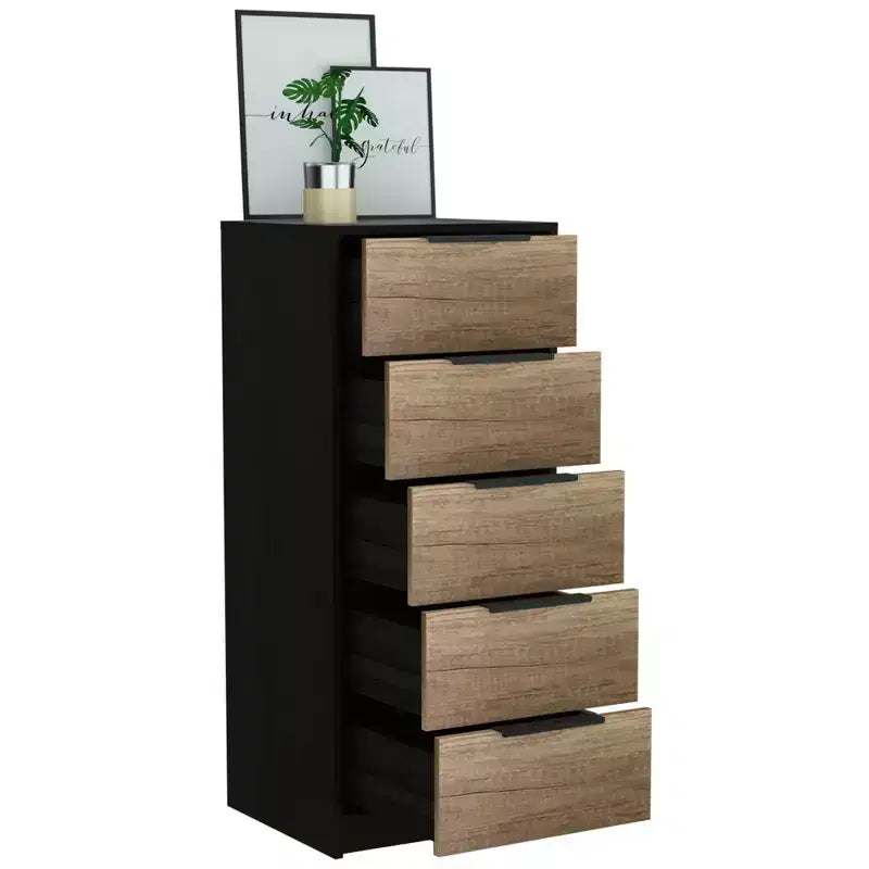 Cassettiera Verticale Moderna a 5 Cassetti – Comò Alto in Legno per Soggiorno e Ingresso