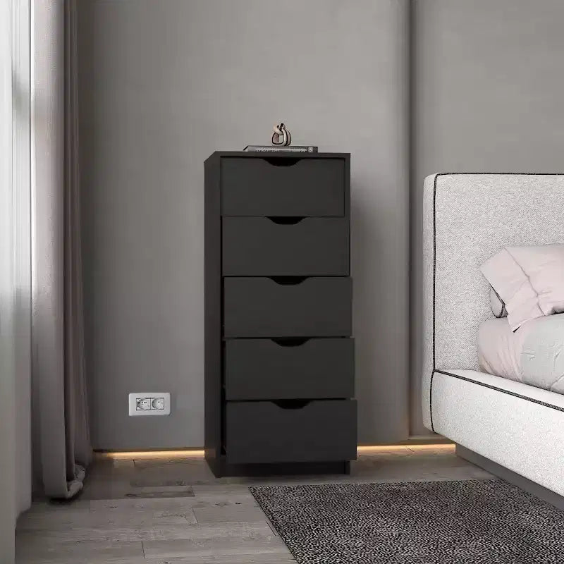 Cassettiera Verticale Moderna a 5 Cassetti – Comò Alto in Legno per Soggiorno e Ingresso