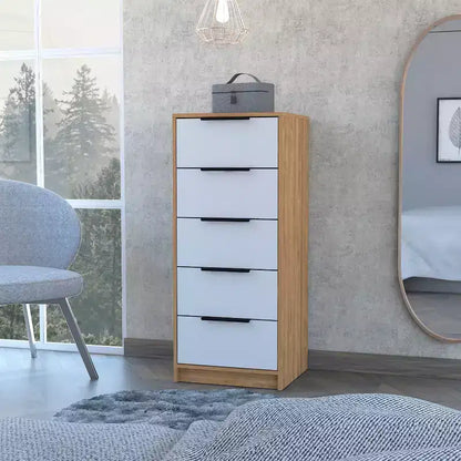 Cassettiera Verticale Moderna a 5 Cassetti – Comò Alto in Legno per Soggiorno e Ingresso