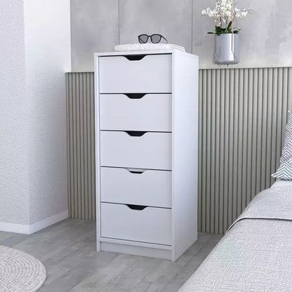 Cassettiera Verticale Moderna a 5 Cassetti – Comò Alto in Legno per Soggiorno e Ingresso