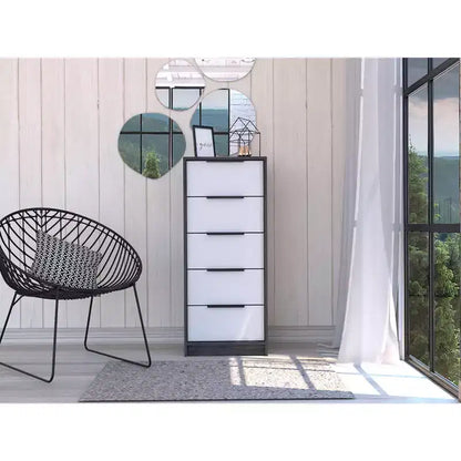 Cassettiera Verticale Moderna a 5 Cassetti – Comò Alto in Legno per Soggiorno e Ingresso